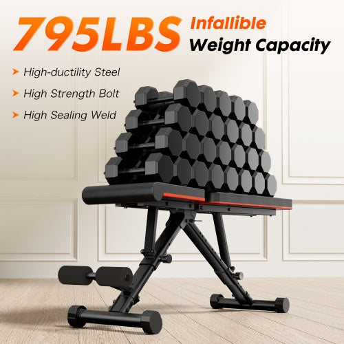 Weight Bench Adjustable Workout Bench For Home Gym, Foldable For Full Body Exercise And Training, 795LBS Capacity