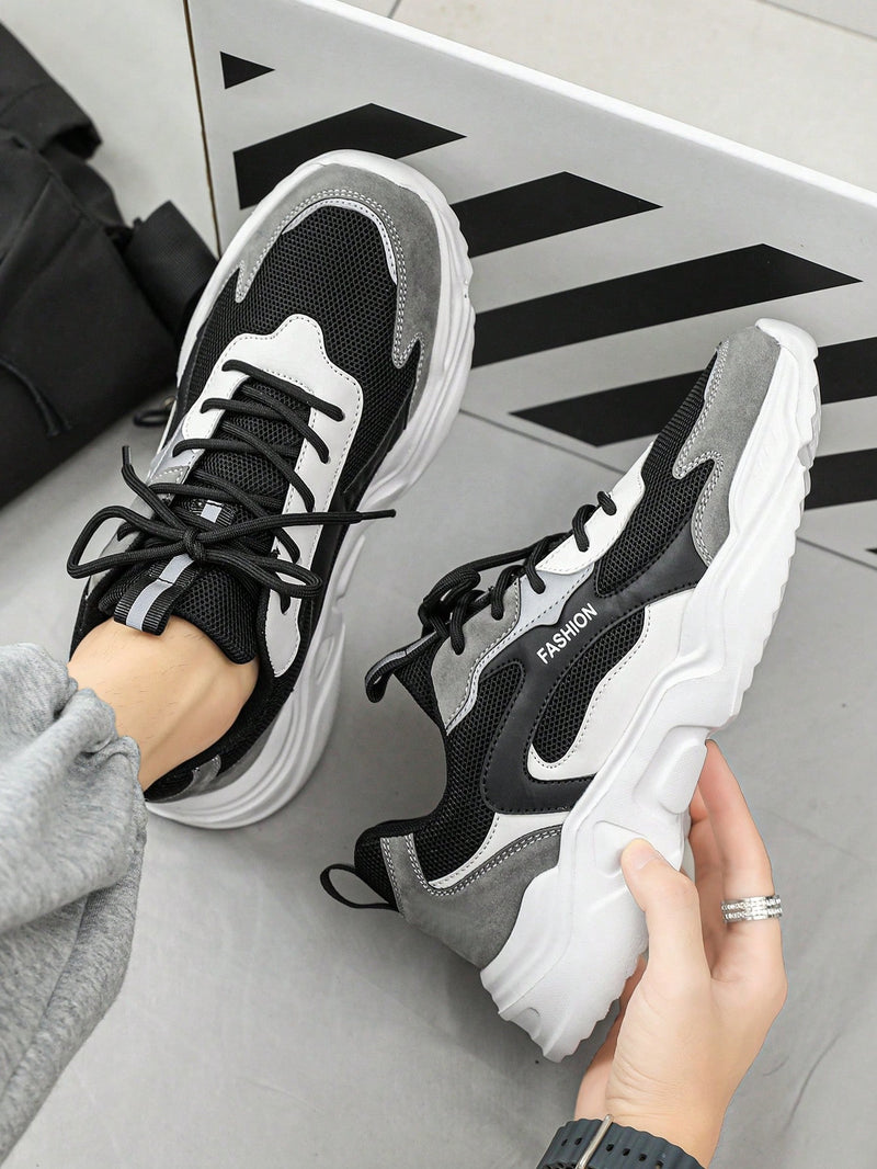 Men's Thick-Soled Casual Chunky Sneakers For Fall And Winter, Height Increasing, Popular Among Male Students, Fashionable And Versatile Sports Shoes, Shoes For Men