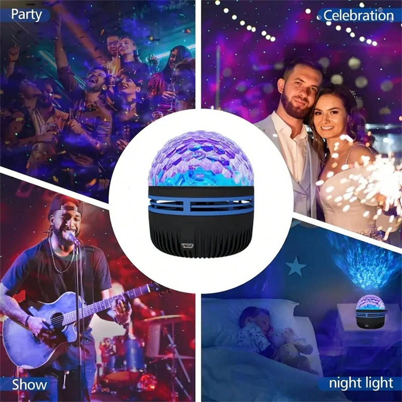 USB-Powered Starry LED Crystal Magic Ball Light With Water Ripple Effect, Freestanding Plastic Black Fixture With Remote, Special Removable Cover, Non-Detachable, For Commercial Venue, Bedroom Atmosphere, And Holiday Decoration