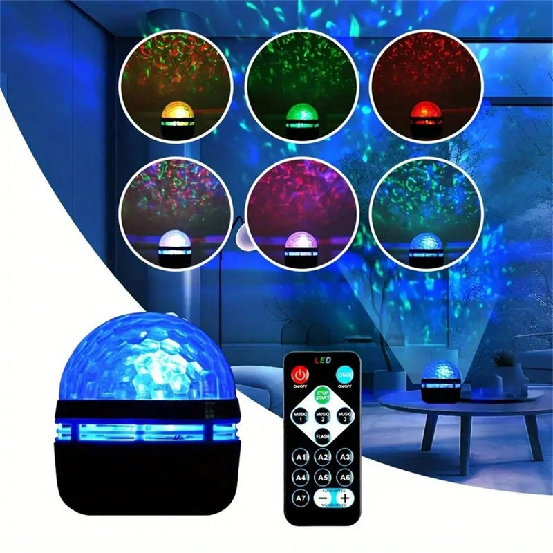 USB-Powered Starry LED Crystal Magic Ball Light With Water Ripple Effect, Freestanding Plastic Black Fixture With Remote, Special Removable Cover, Non-Detachable, For Commercial Venue, Bedroom Atmosphere, And Holiday Decoration