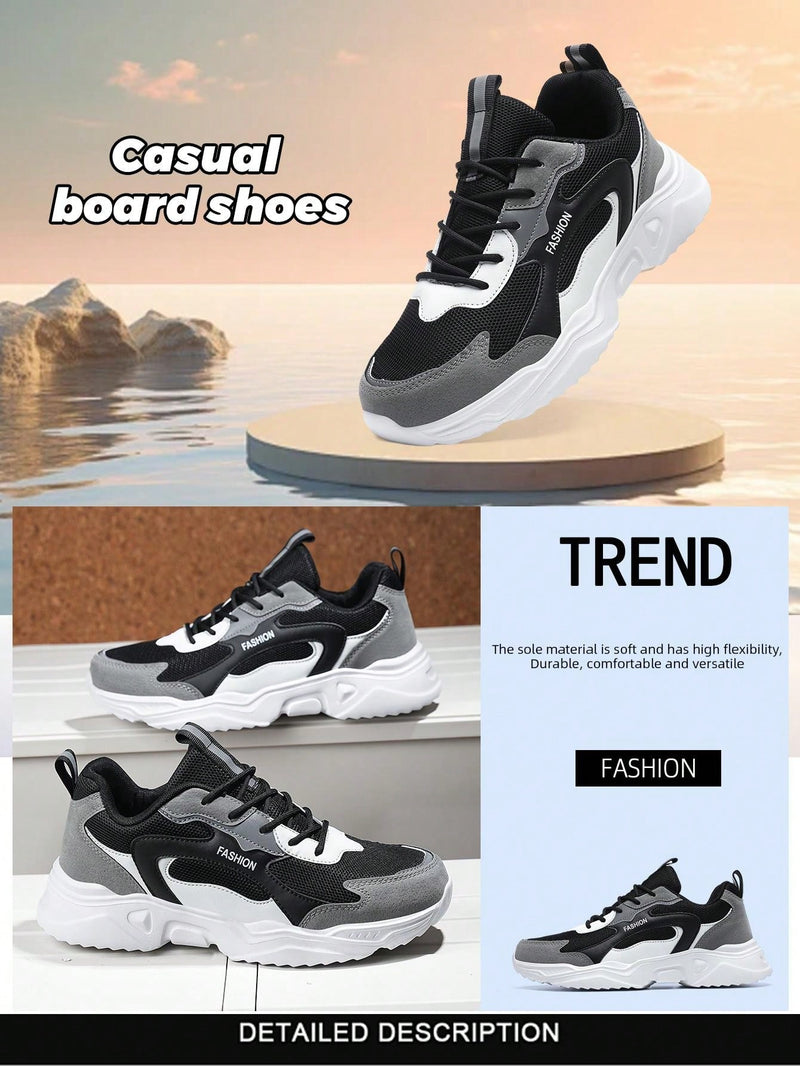 Men's Thick-Soled Casual Chunky Sneakers For Fall And Winter, Height Increasing, Popular Among Male Students, Fashionable And Versatile Sports Shoes, Shoes For Men