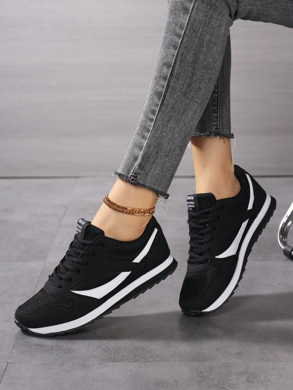 Women Retro Round Toe Lace-Up Soft Bottom Comfortable Casual Breathable Sneakers, Versatile For Daily Running, Sports Mix Color Shoes, Summer