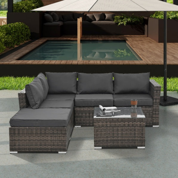 Patio Furniture, Outdoor Wicker, 4 pc Set With Tempered Glass Coffee Table