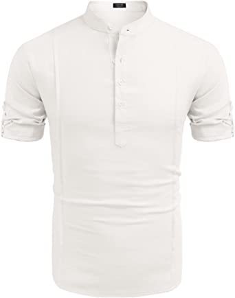 Henley Style Linen Short Sleeve Shirt
