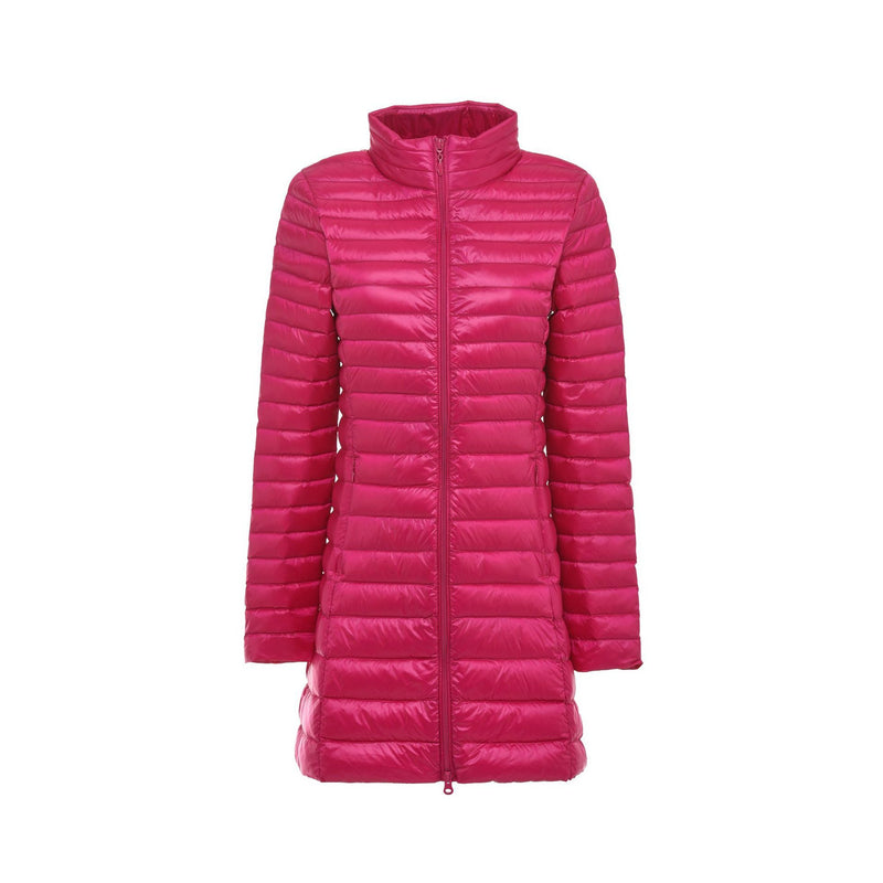 Autumn And Winter New Down Jacket Women's Lightweight Stand Collar Mid-length Slim Fit Slimming Plus Size Coat