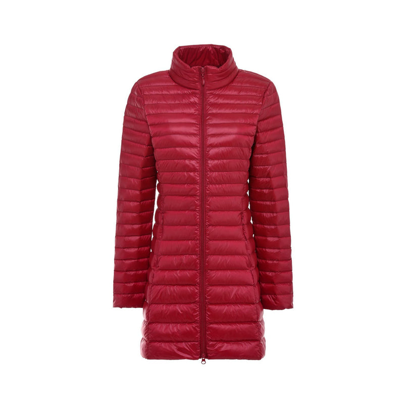 Autumn And Winter New Down Jacket Women's Lightweight Stand Collar Mid-length Slim Fit Slimming Plus Size Coat