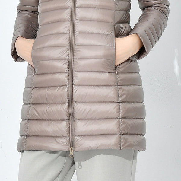 Autumn And Winter New Down Jacket Women's Lightweight Stand Collar Mid-length Slim Fit Slimming Plus Size Coat